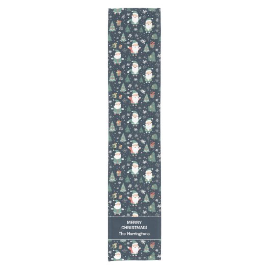 Aangepaste naam Kerstmis Santa Korte Tafelloper (Voorkant)