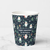 Aangepaste naam Kerstmis Santa Papieren Bekers (Achterkant)