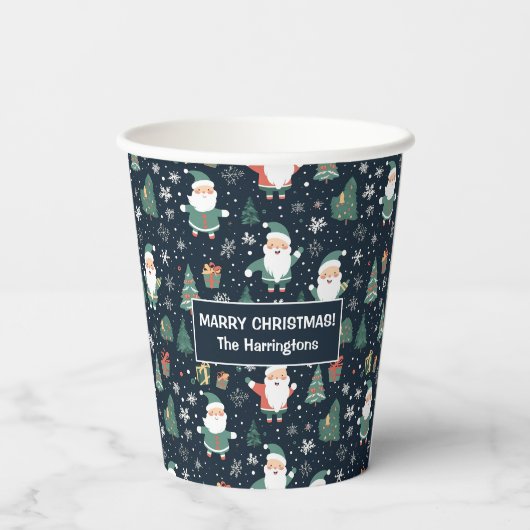 Aangepaste naam Kerstmis Santa Papieren Bekers (Achterkant)