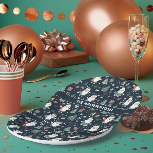 Aangepaste naam Kerstmis Santa Papieren Bordje (Multi)