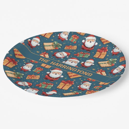 Aangepaste naam Kerstmis Santa Papieren Bordje (Gekanteld)