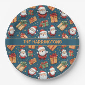 Aangepaste naam Kerstmis Santa Papieren Bordje (Voorkant)