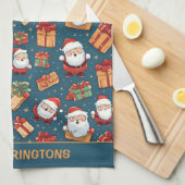 Aangepaste naam Kerstmis Santa Theedoek (Quarter Fold)