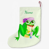 Aangepaste Naam Kerstmis Stocking met Happy Frog Kleine Kerstsok (Achterkant)
