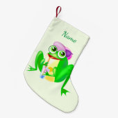 Aangepaste Naam Kerstmis Stocking met Happy Frog Kleine Kerstsok (Voorkant (Hangend))