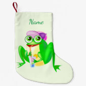 Aangepaste Naam Kerstmis Stocking met Happy Frog Kleine Kerstsok (Voorkant)