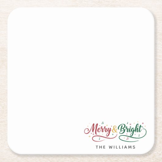Aangepaste naam Kerstscript Minimaal papier Kartonnen Onderzetters (Voorkant)