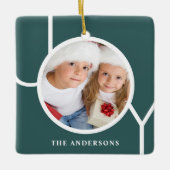 Aangepaste Naam Kerstvakantie Foto Groen Keramisch Ornament (Voorkant)