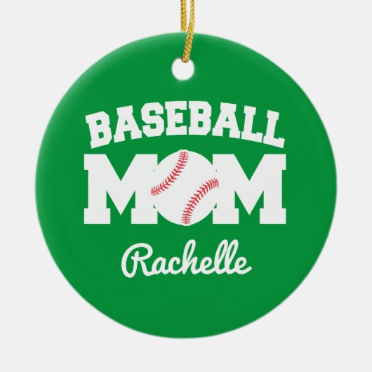 Aangepaste naam kerstversiering honkbal mam keramisch ornament (Voorkant)
