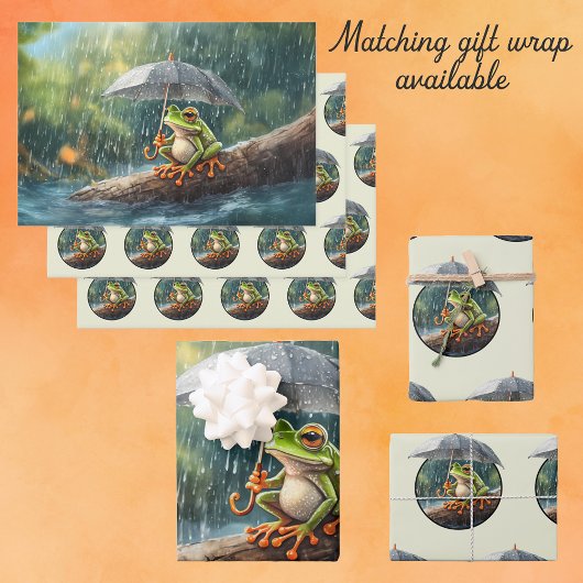 Aangepaste naam Kikker op een log met een paraplu