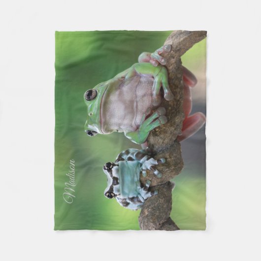 Aangepaste naam Kikker op vleece Blanket Fleece Deken (Voorkant)