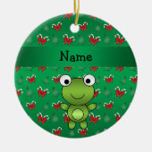 Aangepaste naam kikkergroene snoepbogen keramisch ornament (Voorkant)