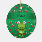Aangepaste naam kikkergroene snoepbogen keramisch ornament (Links)