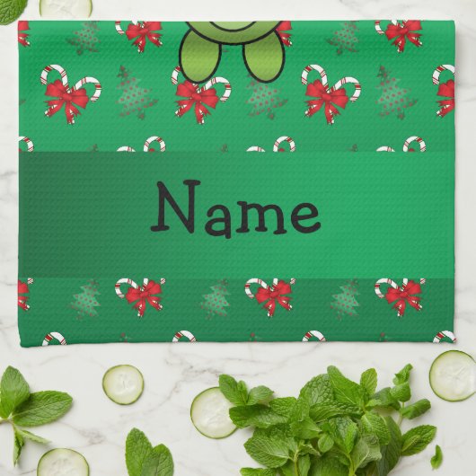 Aangepaste naam kikkergroene snoepbogen theedoek (Gevouwen)