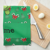 Aangepaste naam kikkergroene snoepbogen theedoek (Quarter Fold)