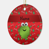 Aangepaste naam kikkerrode snoepbomen keramisch ornament (Links)