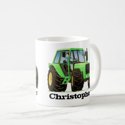 Aangepaste naam Kind Groene Boerderij Tractor Koffiemok (Voorkant rechts)