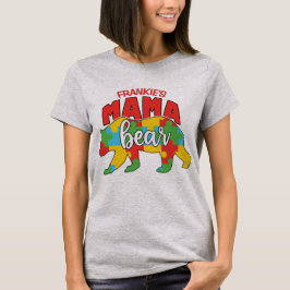 Aangepaste naam kind Mama Beer Autisme Bewustzijn  T-shirt
