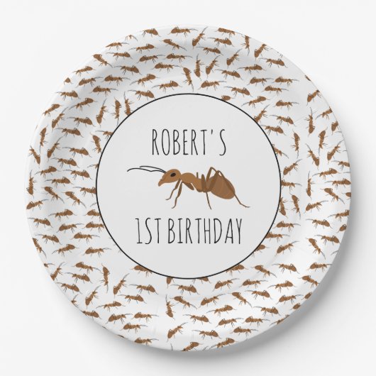 Aangepaste naam kind op jaardag in ants Patroon Papieren Bordje (Voorkant)