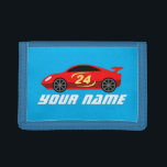 Aangepaste naam kind portefeuille met speelgoed ra drievoud portemonnee<br><div class="desc">De portefeuille van het kind van de naam van de douane met speelgoed racecar ontwerp. met naam, slogan of monogram. Verkrijgbaar in verschillende kleuren, zoals rood zwart blauw, enz. Cool personalized gift idea voor kinderen. Fun Birthday of kerstcadeauidee voor jongen, zoon, kleinzoon, vriend, neefje, enz. Auto racing met leuke raceautotekening....</div>