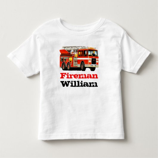 Aangepaste naam kind Rood brandweer Birthday Kinder Shirts (Voorkant)
