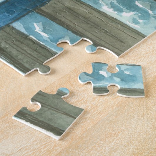 Aangepaste naam Kinder blauwe stamtrein Legpuzzel (Zijkant)