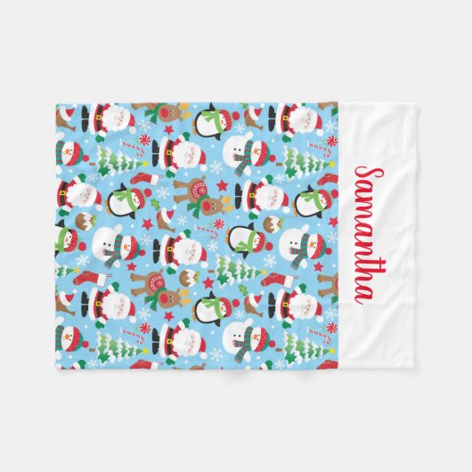 Aangepaste naam Kinder kerstmis op maat Fleece Deken (Voorkant (Horizontaal))