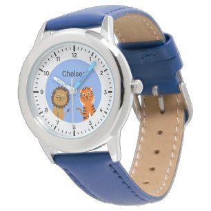 Aangepaste naam kinder leeuw tijger horloge