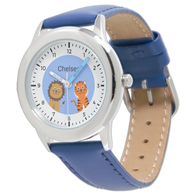 Aangepaste naam kinder leeuw tijger horloge (Gekanteld)