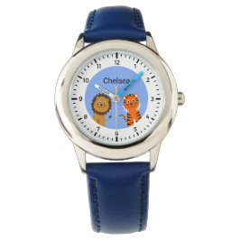 Aangepaste naam kinder leeuw tijger horloge