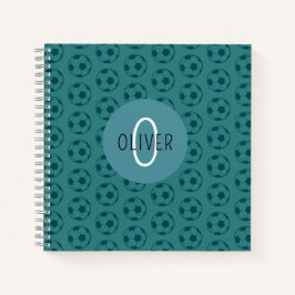 Aangepaste naam kinder voetbal blauw jongens schoo notitieboek