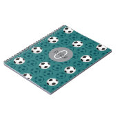 Aangepaste naam kinder voetbal blauw notitieboek (Linkerzijde)
