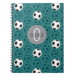 Aangepaste naam kinder voetbal blauw notitieboek