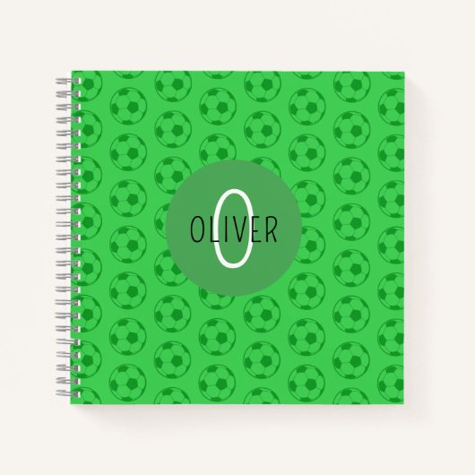 Aangepaste naam kinder voetbal groen jongens schoo notitieboek (Voorkant)