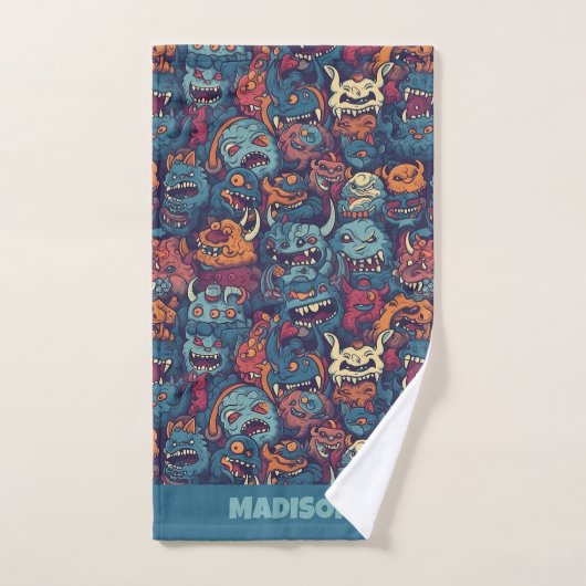 Aangepaste naam Kinderen Monster Pattern Bad Handdoek (Handdoek)
