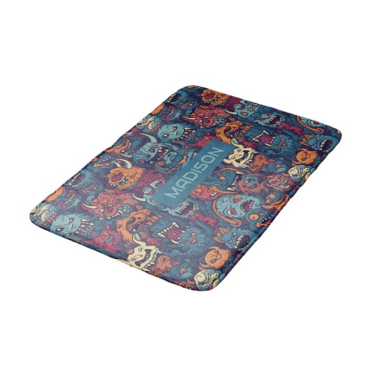 Aangepaste naam Kinderen Monster Pattern Badmat (Gekanteld)