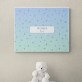 Aangepaste naam kinderkamer decor blauwe bloemen poster