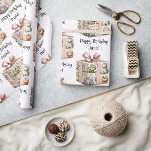 Aangepaste naam kinderverjaardag cadeaupapier