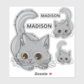 Aangepaste naam Kittens stickers (Vel)