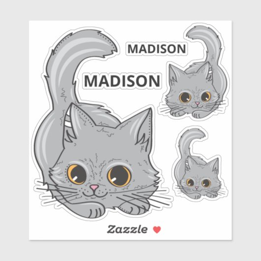 Aangepaste naam Kittens stickers (Vel)