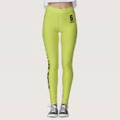 Aangepaste naam Klassieke Appelgroen Zwart Fun Mon Leggings (Voorkant)