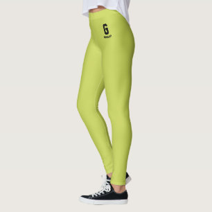 Aangepaste naam Klassieke Appelgroen Zwart Fun Mon Leggings