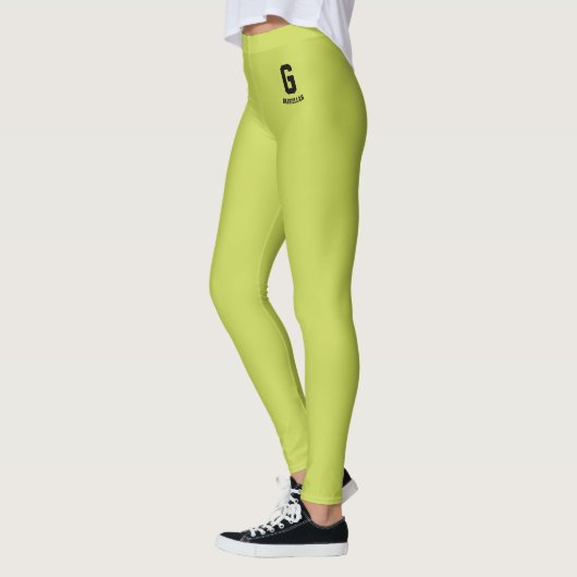 Aangepaste naam Klassieke Appelgroen Zwart Fun Mon Leggings (Links)
