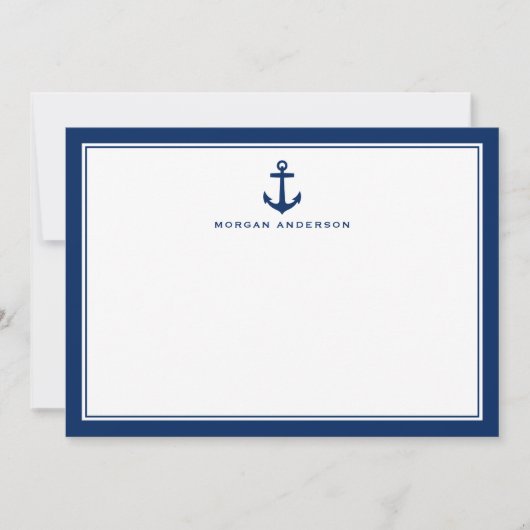 Aangepaste naam Klassieke boot Anchor Nautical Nav Notitiekaartje (Voorkant)