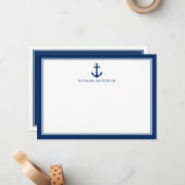 Aangepaste naam Klassieke boot Anchor Nautical Nav Notitiekaartje (Voorkant / Achterkant in situ)