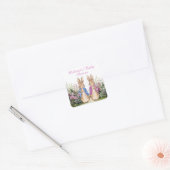 Aangepaste naam klassieke konijn in het blauw vierkante sticker (Envelop)