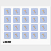 Aangepaste naam klassieke konijn in het blauw vierkante sticker (Vel)