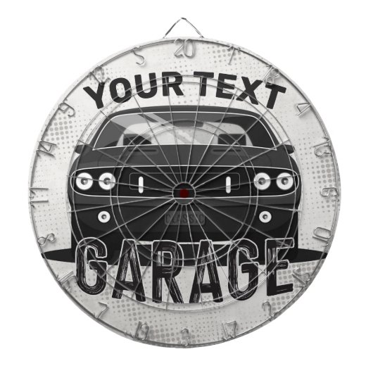 Aangepaste naam Klassieke muskus Auto Garage Retro Dartbord (Voorkant)