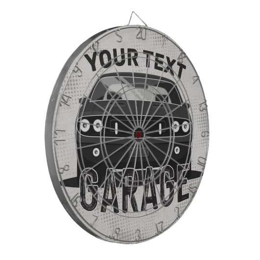 Aangepaste naam Klassieke muskus Auto Garage Retro Dartbord (Voorkant Links)