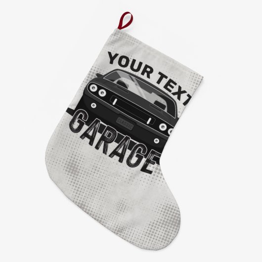 Aangepaste naam Klassieke muskus Auto Garage Retro Grote Kerstsok (Voorkant (Hangend))